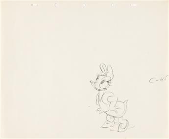 DISNEY STUDIOS Daisy Duck animation drawing and model sheet.